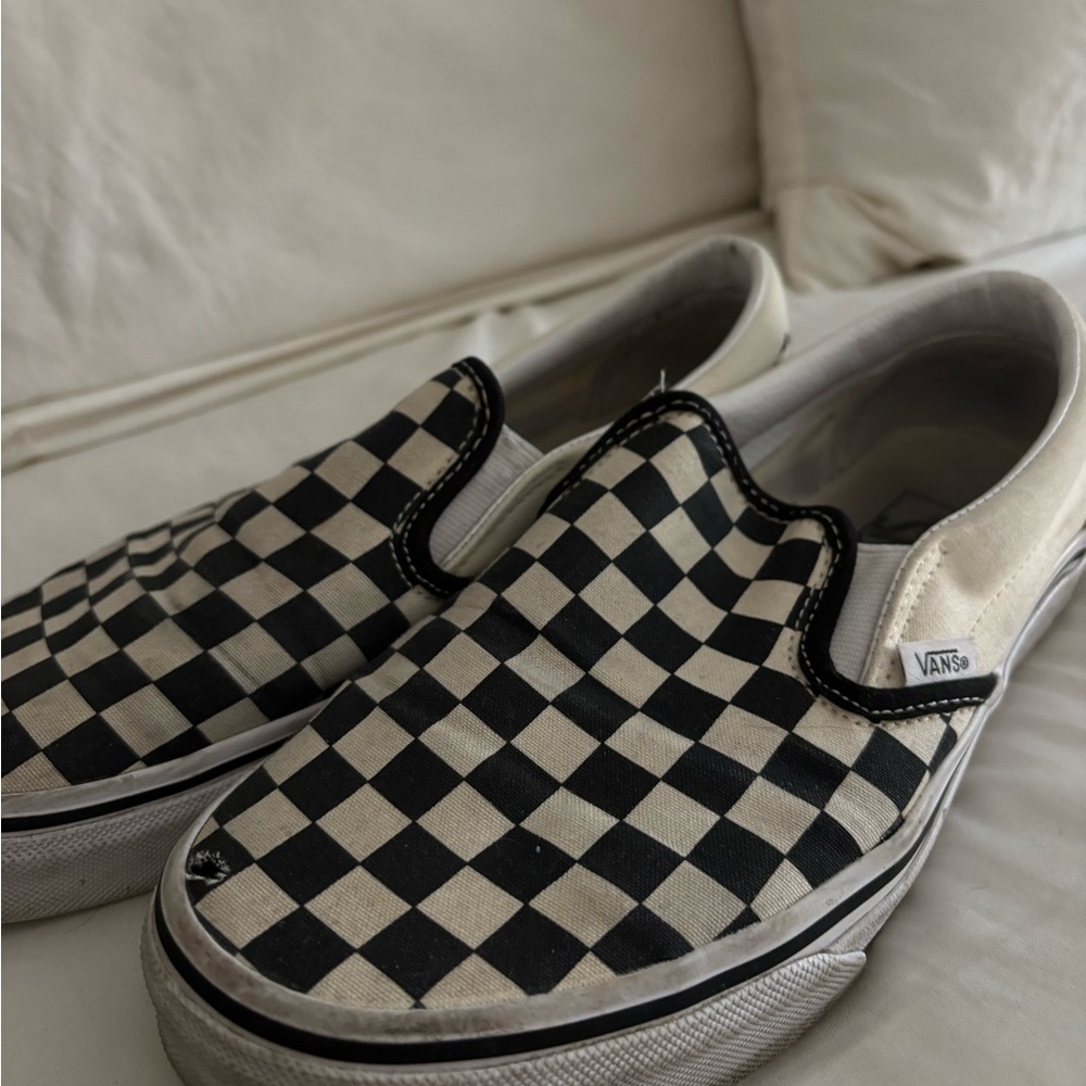 Vans Classic Slip-On Checkerboard Sneakers - Black & White